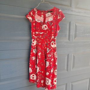 iHot Skull Dia De Los Meurtos Red Rockabilly Pinup Dress L